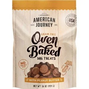 American Journey Peanut Butter Recipe Grain-Free Oven Baked Crunchy Biscuit Dog Treats